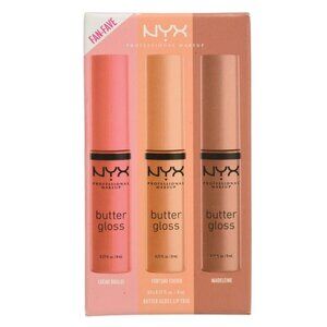 NYX Professional Butter Gloss Lip Trio Set Crème Brûlée Fortune Cookie Madeline